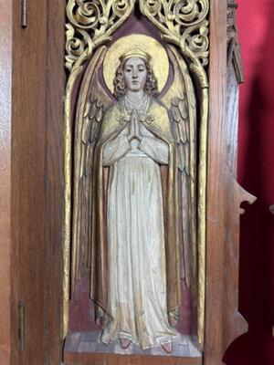 Display Cabinets For Reliquaries - Relics style Gothic - Style en Oak wood / Glass, Belgium  19 th century ( Anno 1865 )