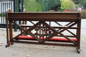 Double  Wedding  Kneeler  + Matching Seat style Gothic - style en Oak wood, Belgium 19th century