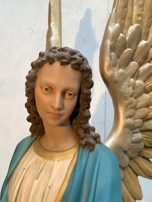 Exceptional Angels Total Height 190 Cm. Weight : 53 Kgs Each. style Gothic - style en Composite Stone , France 19th century