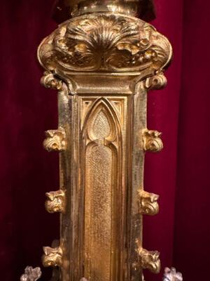 Exceptional Candle Holders 106 Cm High ! style Gothic - Style en Bronze / Gilt / Silver Plated, France 19 th century ( Anno 1865 )