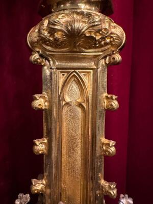 Exceptional Candle Holders 106 Cm High ! style Gothic - Style en Bronze / Gilt / Silver Plated, France 19 th century ( Anno 1865 )