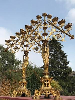 Exceptional Candle Holders style Gothic - style en Bronze / Gilt, France 19th century ( anno 1890 )