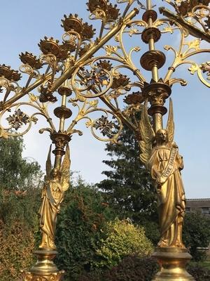 Exceptional Candle Holders style Gothic - style en Bronze / Gilt, France 19th century ( anno 1890 )