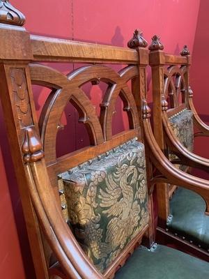 Exceptional Chairs style Gothic - style en walnut wood, France 19th century