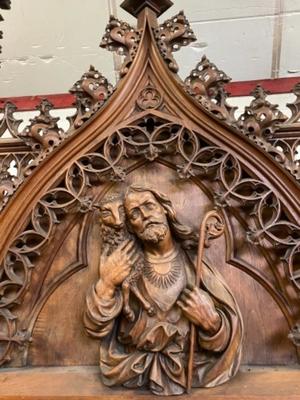 Exceptional Pair Of Highly-Carved Oak Confessionals style Gothic - style en Walnut wood , Arnhem Eusebius Church Netherlands 19 th century ( Anno 1876 )