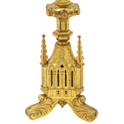 Exceptional Reliquaries Total Height 100 Cm ! style Gothic - Style en Bronze / Gilt, France 19 th century