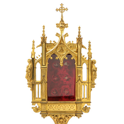 Exceptional Reliquaries Total Height 100 Cm ! style Gothic - Style en Bronze / Gilt, France 19 th century