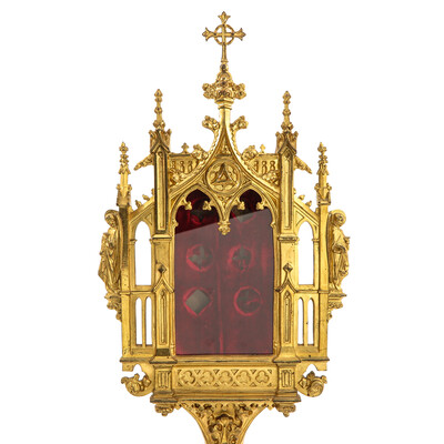 Exceptional Reliquaries Total Height 100 Cm ! style Gothic - Style en Bronze / Gilt, France 19 th century