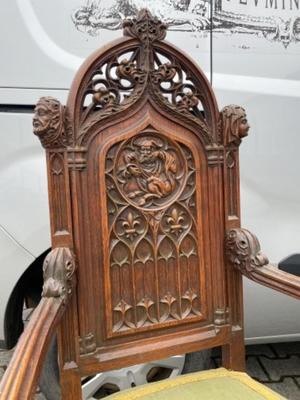 Exceptional Seats style Gothic - Style en Hand - Carved Oak Wood, France 19 th century