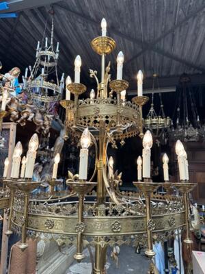 Matching Candelabra  style Gothic - Style en Brass / Bronze / Gilt, Belgium  19 th century ( Anno 1875 )