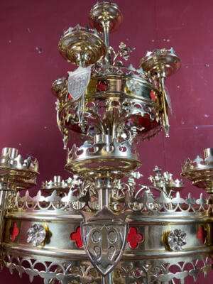 Matching Candelabra  style Gothic - style en Brass / Bronze / Polished and Varnished, Belgium  19 th century ( Anno 1885 )