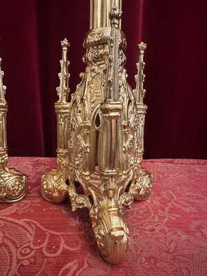 Pair Gothic - Style Matching Candle Sticks Height Without Pin.