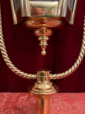 Matching Lanterns style Gothic - style en Brass / Bronze / Polished and Varnished, Belgium  19 th century ( Anno 1890 )