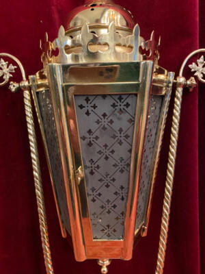 Matching Lanterns style Gothic - style en Brass / Bronze / Polished and Varnished, Belgium  19 th century ( Anno 1890 )