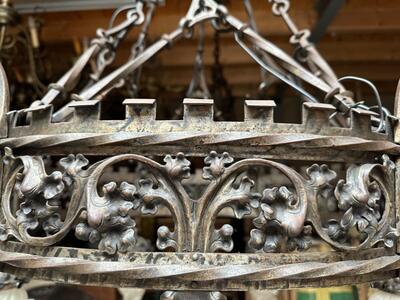 Matching Pair Of Chandeliers style Gothic - Style en Hand - Forget - Iron / Glass, Belgium  19 th century