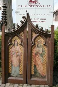 Matching Parts Of A Full Oak Altar. style Gothic - style Dutch 19th century