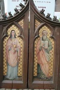 Matching Parts Of A Full Oak Altar. style Gothic - style Dutch 19th century