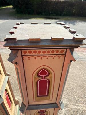 Matching Pedestals style Gothic - Style en Wood Polychrome, Belgium  19 th century