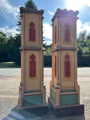 Matching Pedestals style Gothic - Style en Wood Polychrome, Belgium  19 th century