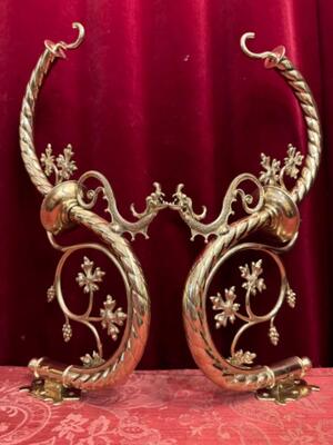 Matching Wall Brackets style Gothic - Style en Brass / Bronze / Polished and Varnished, Belgium  19 th century ( Anno 1875 )