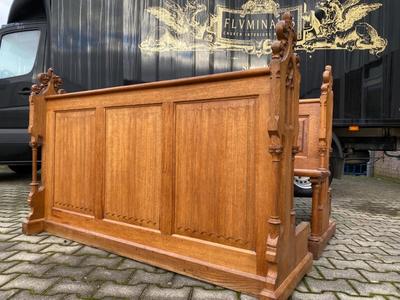 Pew With Matching Front - Part style Gothic - Style en Oak wood, Netherlands  19 th century