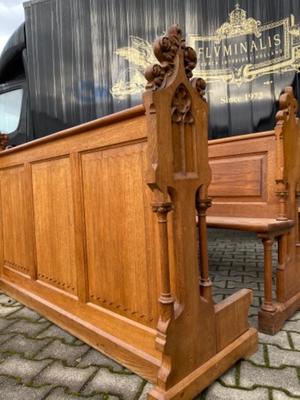 Pew With Matching Front - Part style Gothic - Style en Oak wood, Netherlands  19 th century