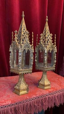 Reliquaries style Gothic - style en Bronze Gilt, France 19 th century ( Anno 1875 )