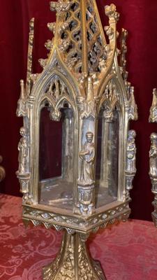 Reliquaries style Gothic - style en Bronze Gilt, France 19 th century ( Anno 1875 )