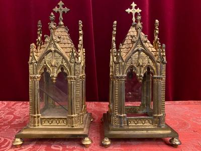 Reliquaries style Gothic - style en Bronze / Gilt, France 19 th century ( Anno 1875 )