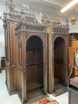 Confessionals  style Gothic - style / Romanesque en Oak wood, Roeselare St Amandus Church Belgium 19 th century ( Anno 1865 )