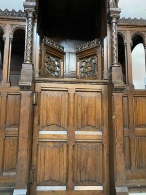 Confessionals  style Gothic - style / Romanesque en Oak wood, Roeselare St. Amandus Church Belgium 19 th century ( Anno 1865 )