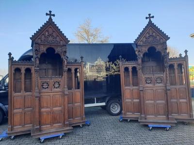 Matching Exceptional Confessionals  style Gothic - style / Romanesque en Oak wood, Roeselare St. Amandus Church Belgium 19 th century ( Anno 1865 )