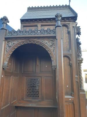 Matching Exceptional Confessionals  style Gothic - style / Romanesque en Oak wood, Roeselare St. Amandus Church Belgium 19 th century ( Anno 1865 )