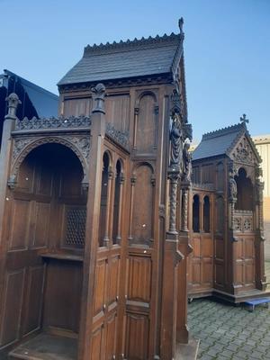 Matching Exceptional Confessionals  style Gothic - style / Romanesque en Oak wood, Roeselare St. Amandus Church Belgium 19 th century ( Anno 1865 )