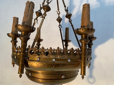 Sanctuary Lamps style Gothic - style en Brass, Belgium 19th century ( anno 1890 )