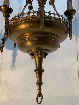 Sanctuary Lamps style Gothic - style en Brass, Belgium 19th century ( anno 1890 )