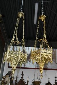 Sanctuary Lamps style Gothic - style en Bronze / Polished and Varnished, France 19th century