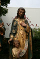 St. Joseph Statue & St. Mary style Gothic - style en plaster polychrome, Belgium 19th century