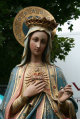 St. Joseph Statue & St. Mary style Gothic - style en plaster polychrome, Belgium 19th century