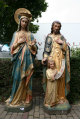 St. Joseph Statue & St. Mary style Gothic - style en plaster polychrome, Belgium 19th century