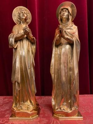 Statues St. John And St. Mary  style Gothic - Style en Bronze / Polished and Varnished, France 19 th century ( Anno 1865 )