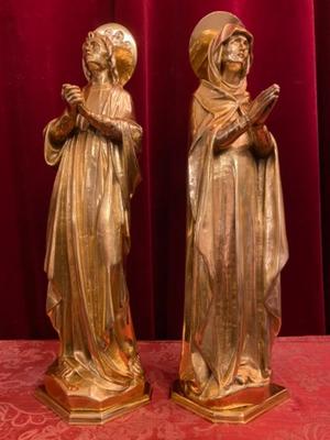 Statues St. John And St. Mary  style Gothic - Style en Bronze / Polished and Varnished, France 19 th century ( Anno 1865 )