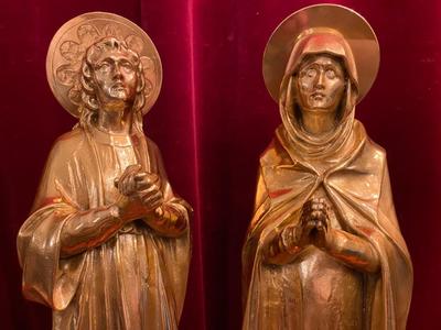 Statues St. John And St. Mary  style Gothic - Style en Bronze / Polished and Varnished, France 19 th century ( Anno 1865 )