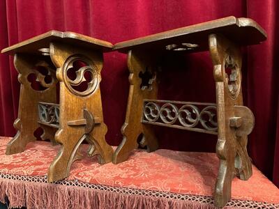 Stools style Gothic - Style en Oak wood, Belgium  19 th century