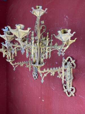 Unrestored Wall Candle Holders style Gothic - style en Bronze Gilt, France 19 th century ( Anno 1865 )