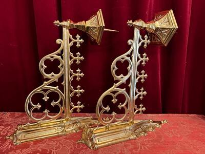 Wall - Candle Holders style Gothic - Style en Bronze / Polished and Varnished, Belgium  19 th century ( Anno 1875 )