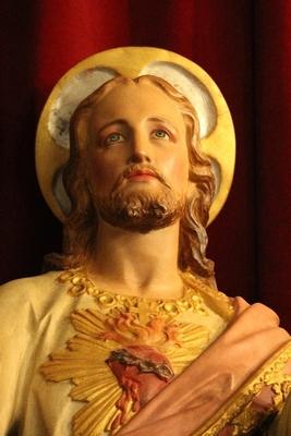 H.Heart Statue Available  & St. Mary Lourdes Has Been Sold ! en Terra-Cotta polychrome, France 19th century ( anno 1875 )