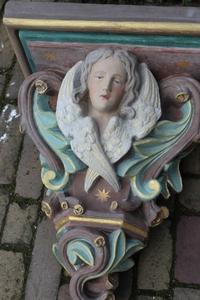 Hanging Wall Pedestals en plaster polychrome, France 19th century