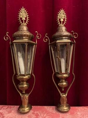 Lanterns en Brass / Bronze / Glass, Belgium 19th century