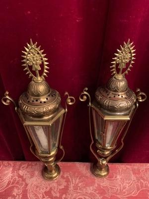 Lanterns en Brass / Bronze / Glass, Belgium 19th century